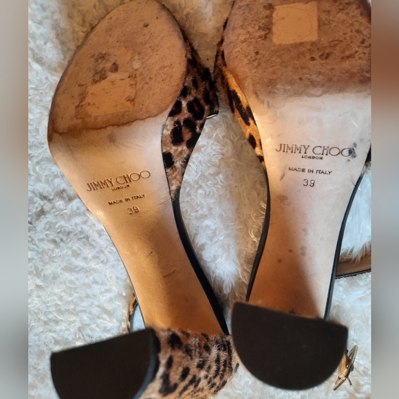 JIMMY CHOO Platform Leopard Sandals Sz 39 Euro US 8.5 - Picture 10 of 13